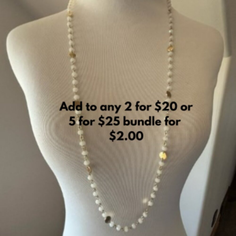 Banana Republic Gold and Cream Beaded Necklace